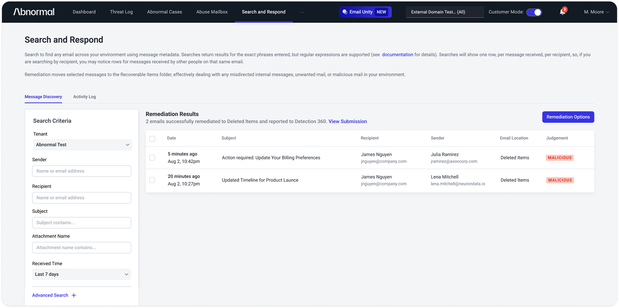 Redesigned connected reporting experience in Search and Respond