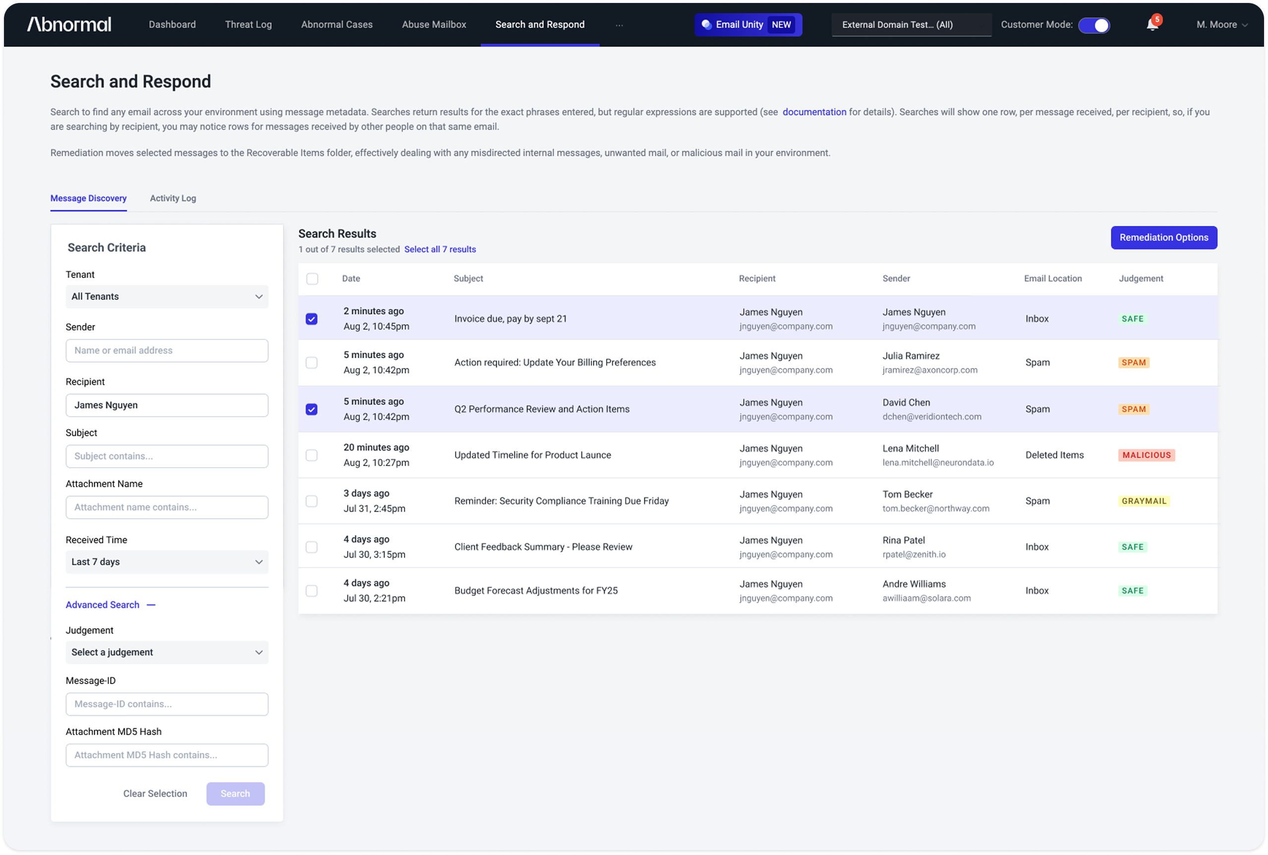 Redesigned Search and Respond with expanded criteria and clearer status