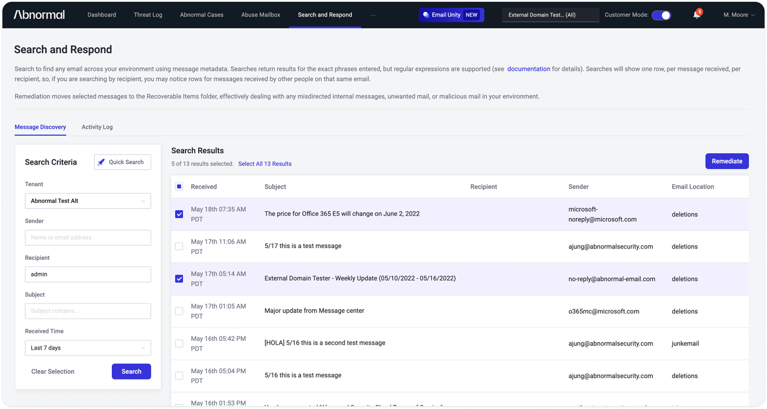 Original Search and Respond search experience